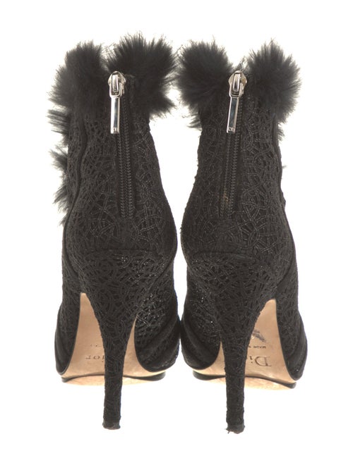 Christian Dior Fur Trim Lace-Up Boots