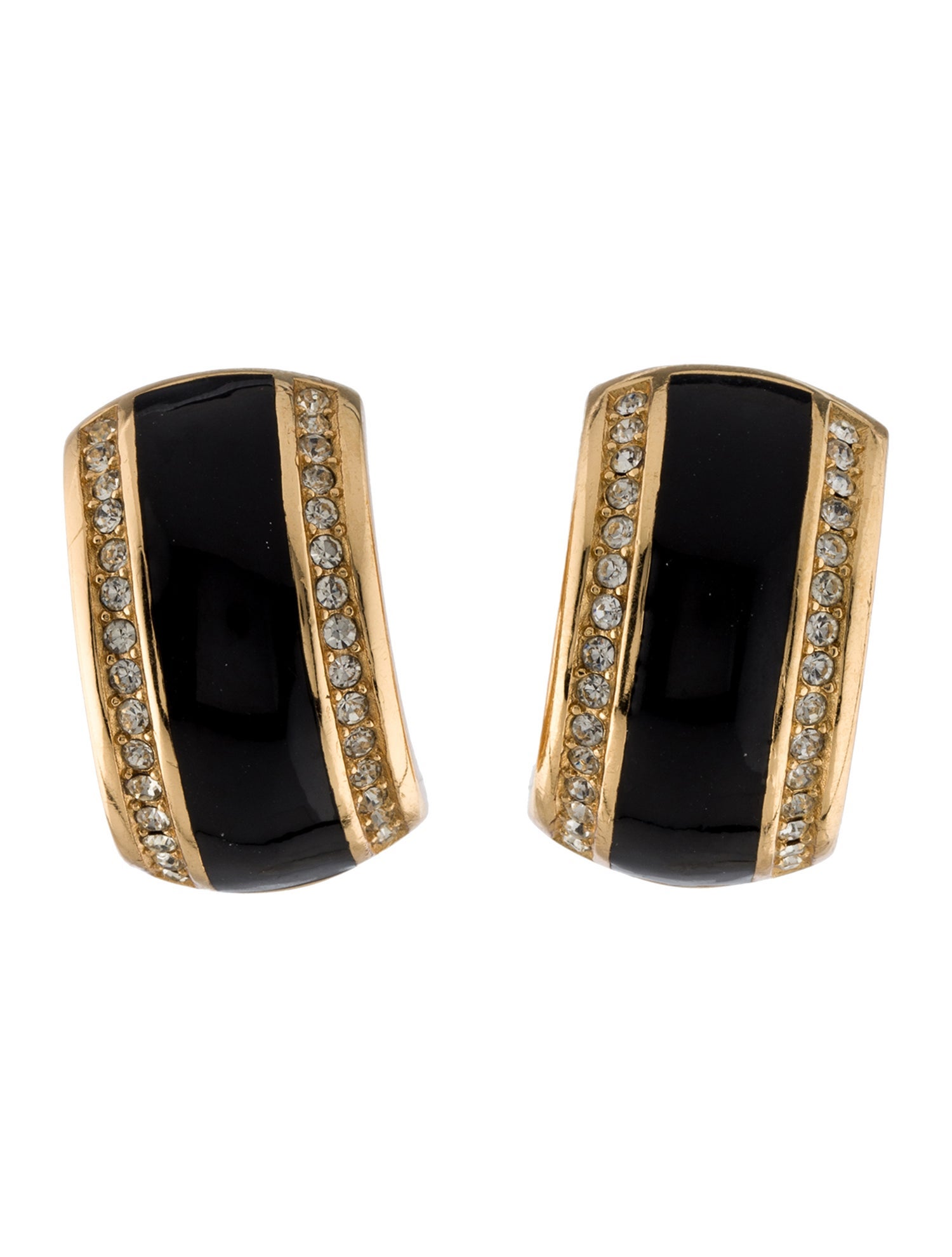 Christian Dior Vintage Enamel & Crystal Clip-On Earrings