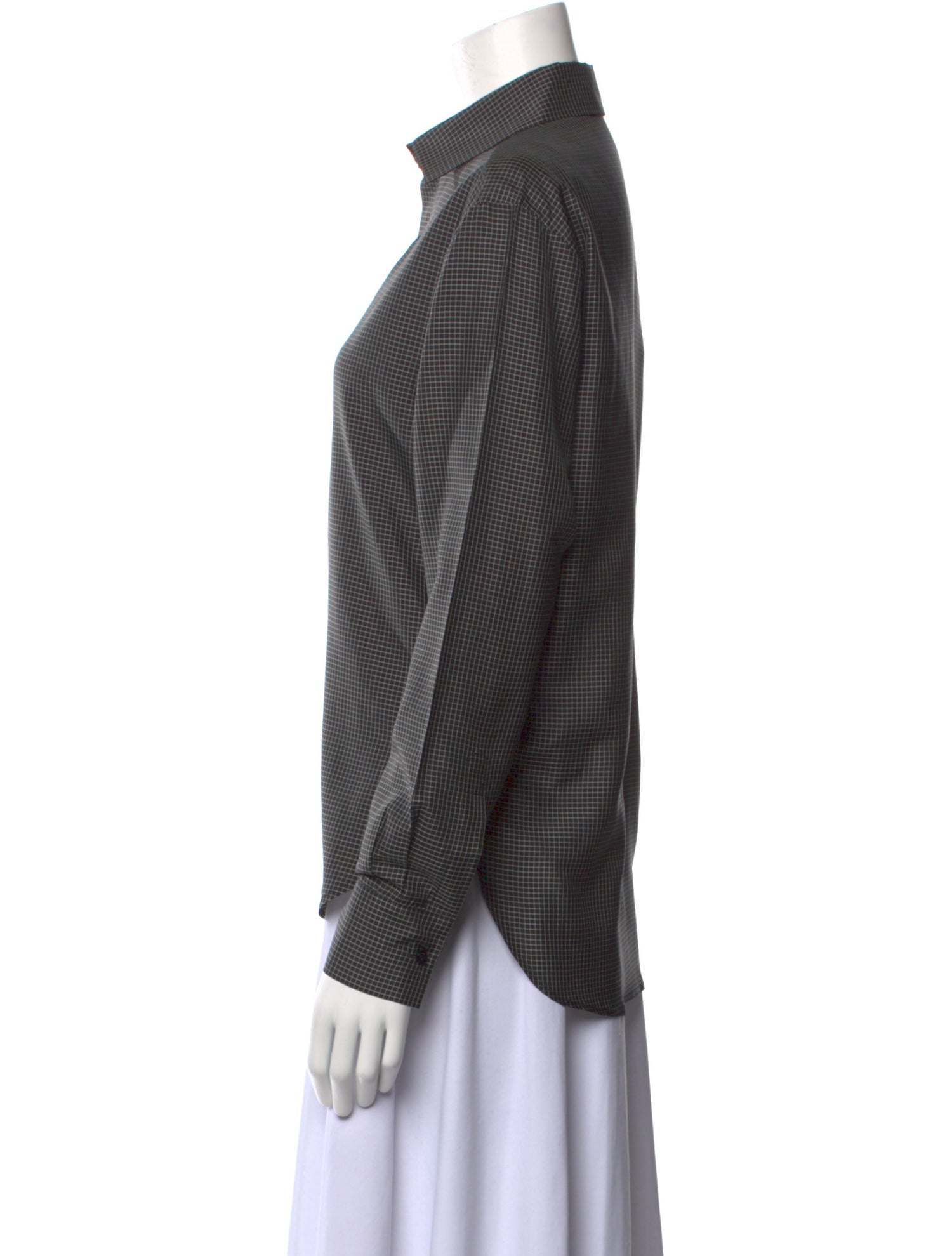 Christian Dior Silk Plaid Print Button-Up Top