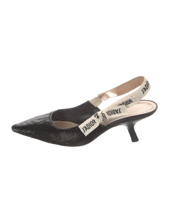 Christian Dior Printed Bow Accents Slingback Pumps