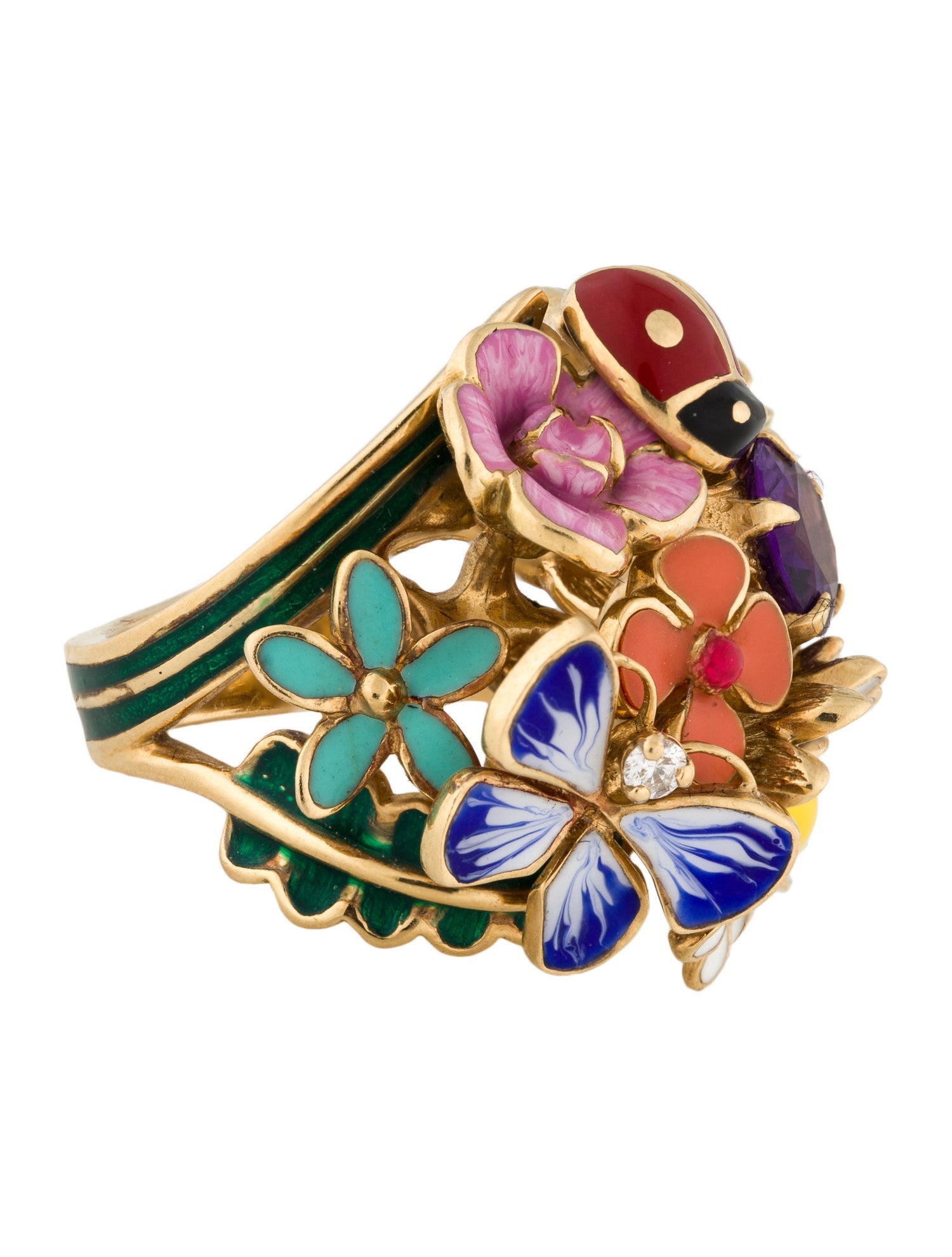 Christian Dior 18K Amethyst & Diamond Diorette Cocktail Ring