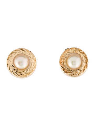 Christian Dior Clip-On Vintage Faux Pearl Earrings