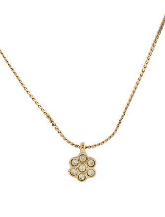 Christian Dior Vintage Crystal Flower Pendant Necklace