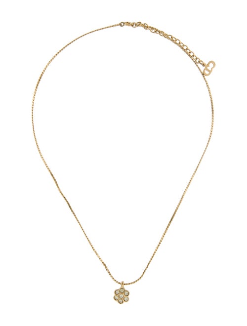 Christian Dior Vintage Crystal Flower Pendant Necklace