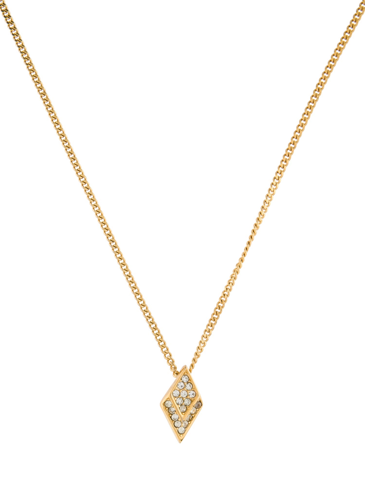 Christian Dior Vintage Crystal Diamond Pendant Necklace