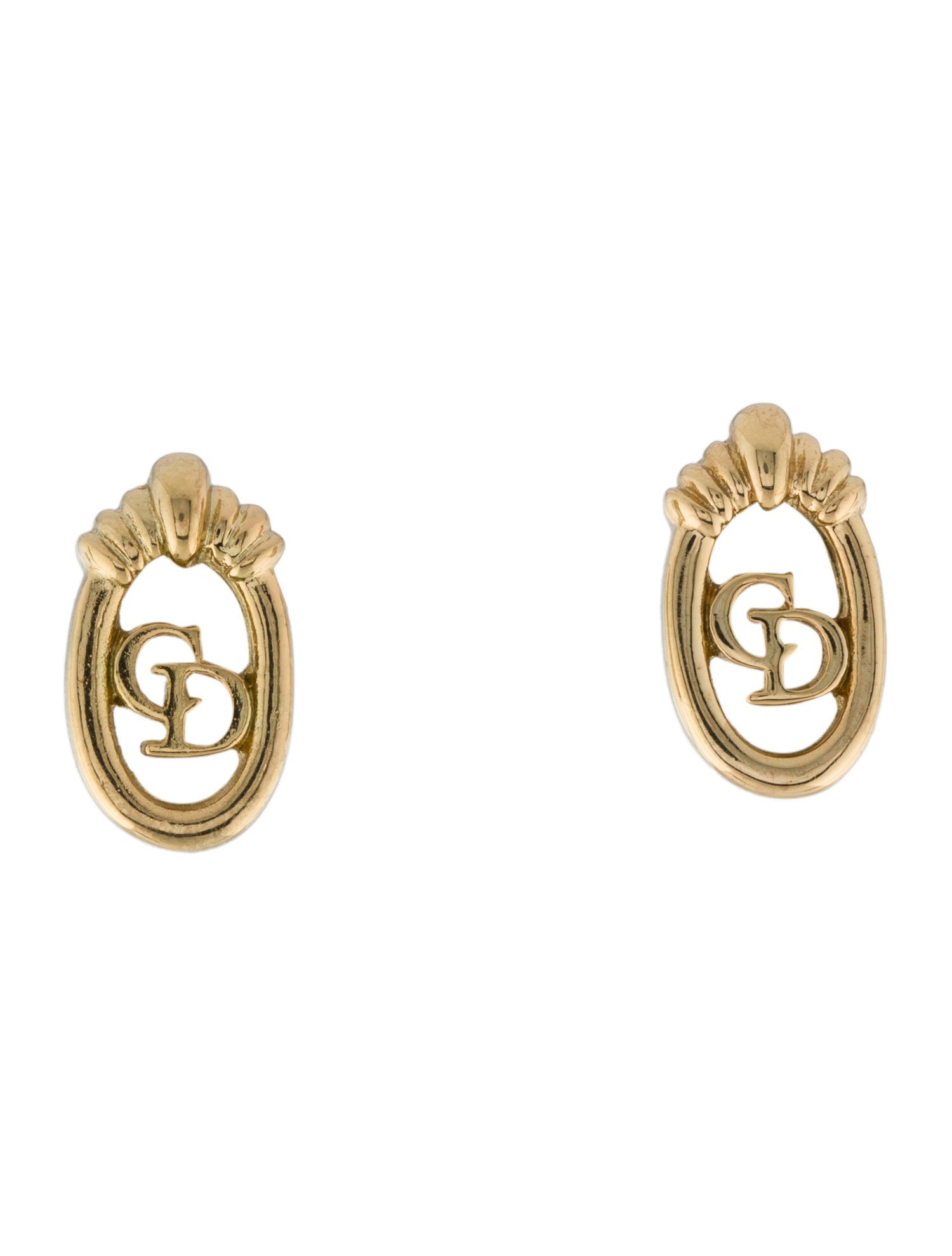 Christian Dior Vintage CD Logo Clip-On Earrings