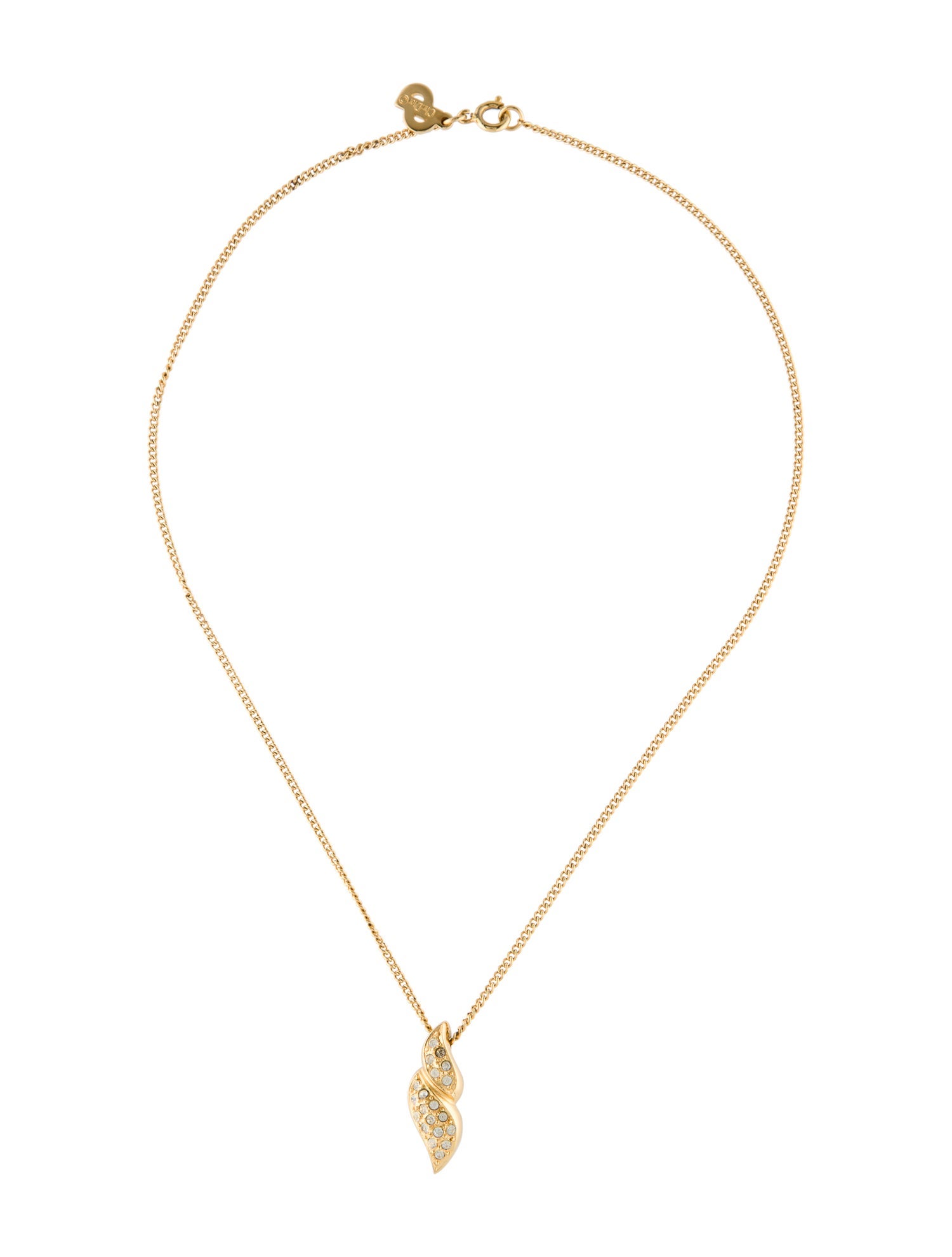 Christian Dior Vintage Crystal Swirl Pendant Necklace