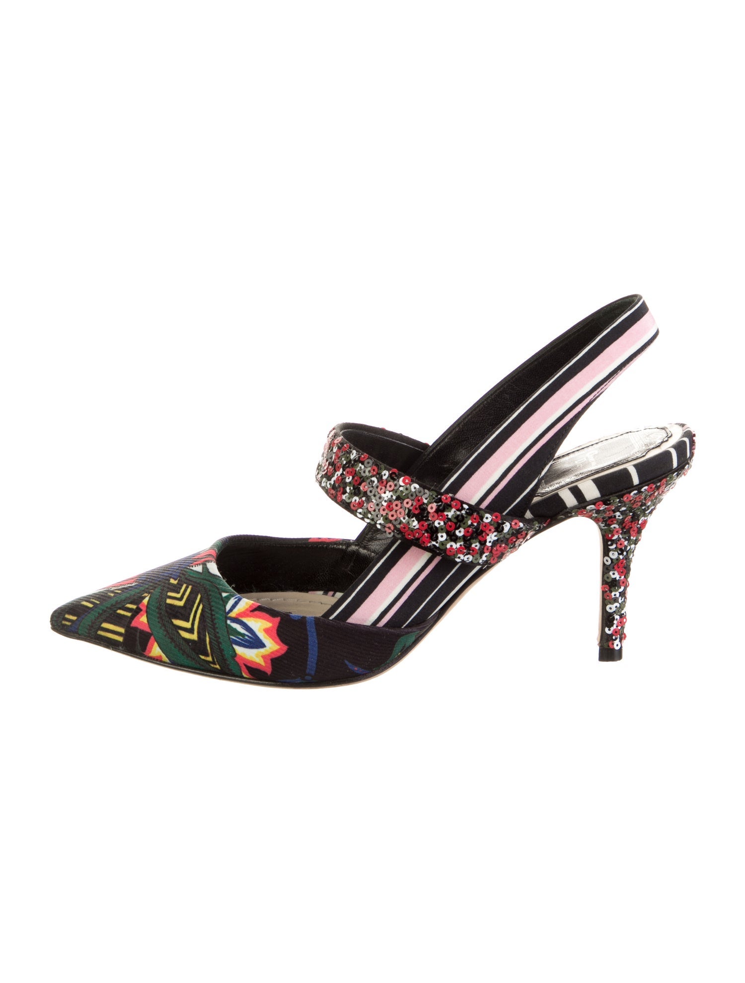 Christian Dior Canvas Printed Slingback Pumps