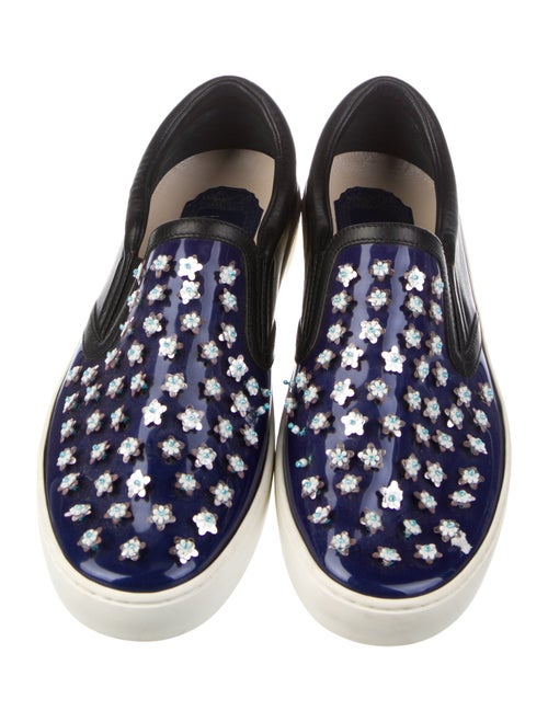 Christian Dior Patent Leather Sequin Embellishments Sneakers
