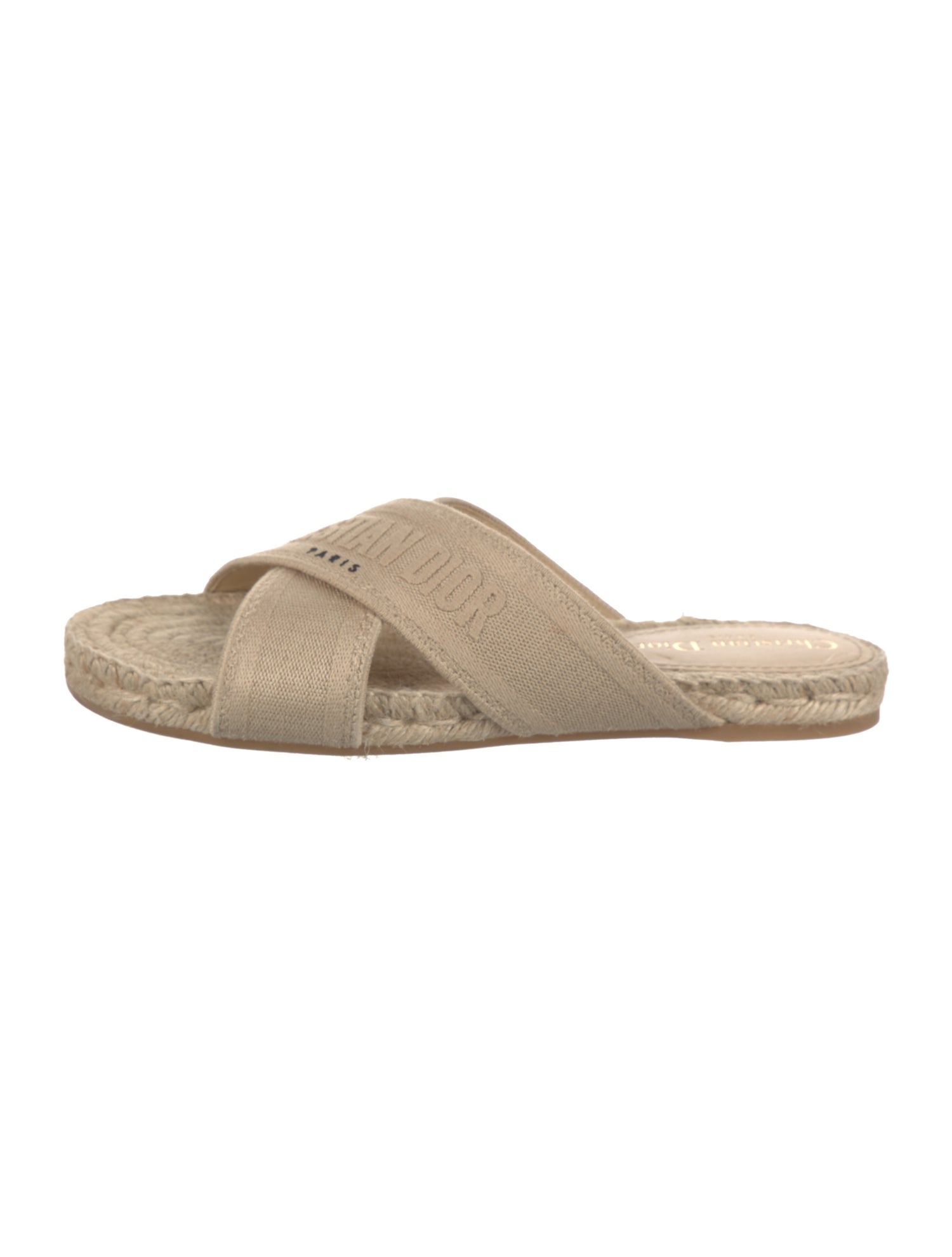 Christian Dior Canvas Embroidered Accent Slides