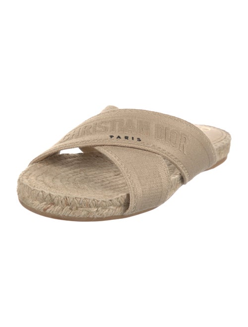 Christian Dior Canvas Embroidered Accent Slides