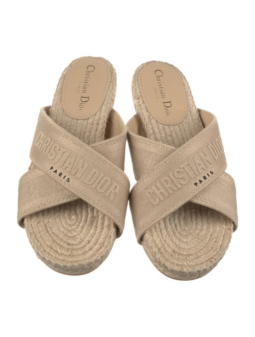 Christian Dior Canvas Embroidered Accent Slides