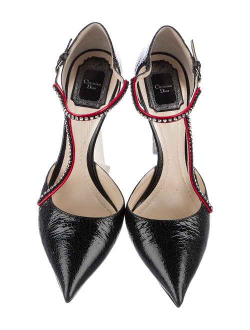 Christian Dior Leather Crystal Embellishments T-Strap Pumps