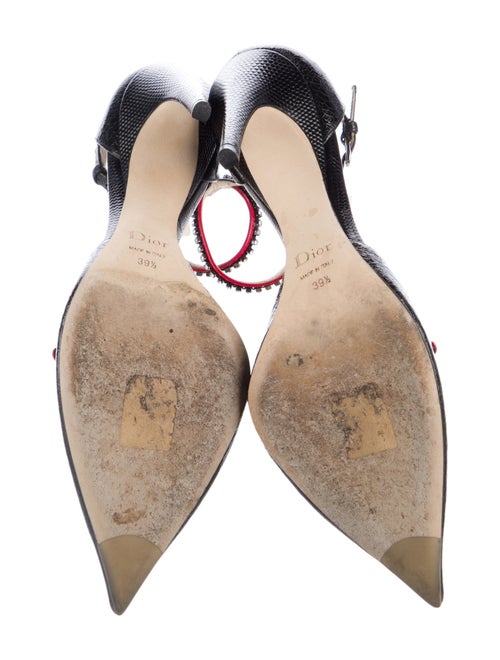 Christian Dior Leather Crystal Embellishments T-Strap Pumps