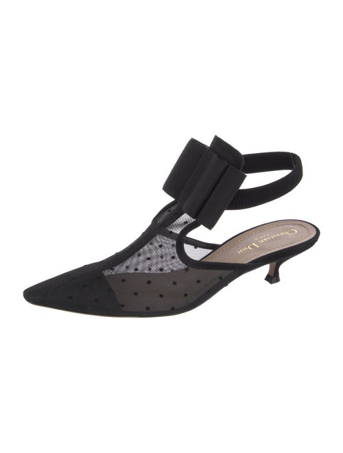 Christian Dior Mesh Bow Accents T-Strap Pumps
