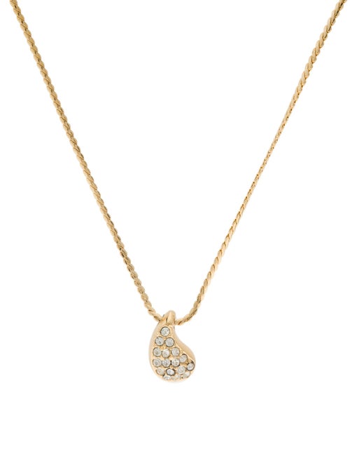 Christian Dior Vintage Crystal Teardrop Pendant Necklace