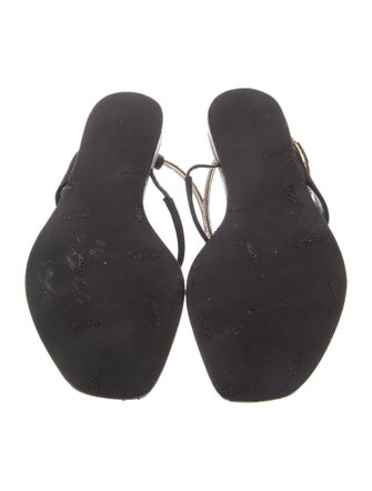 Christian Dior Satin Crystal Embellishments T-Strap Sandals