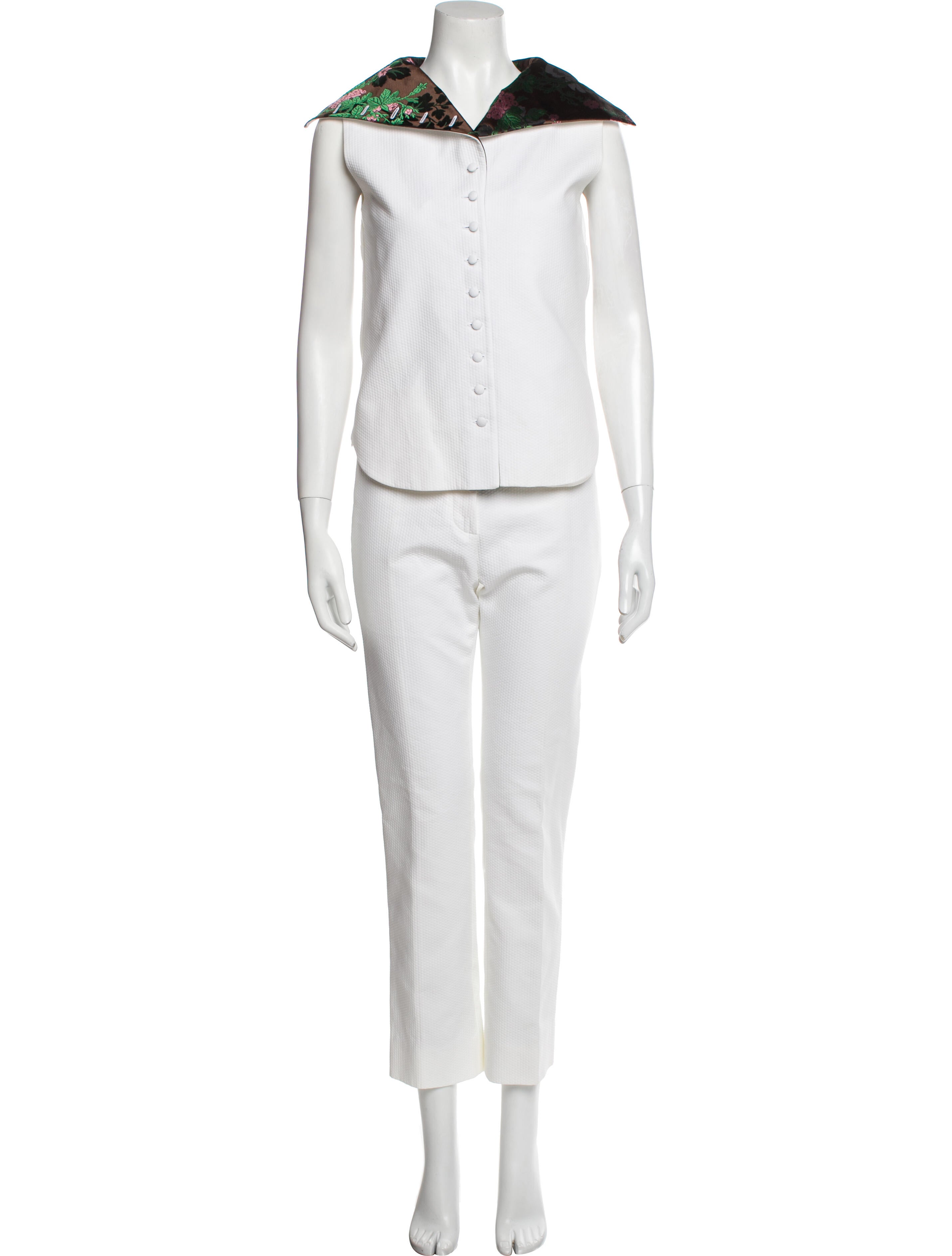 Christian Dior Colorblock Pattern Embroidered Accent Pantsuit