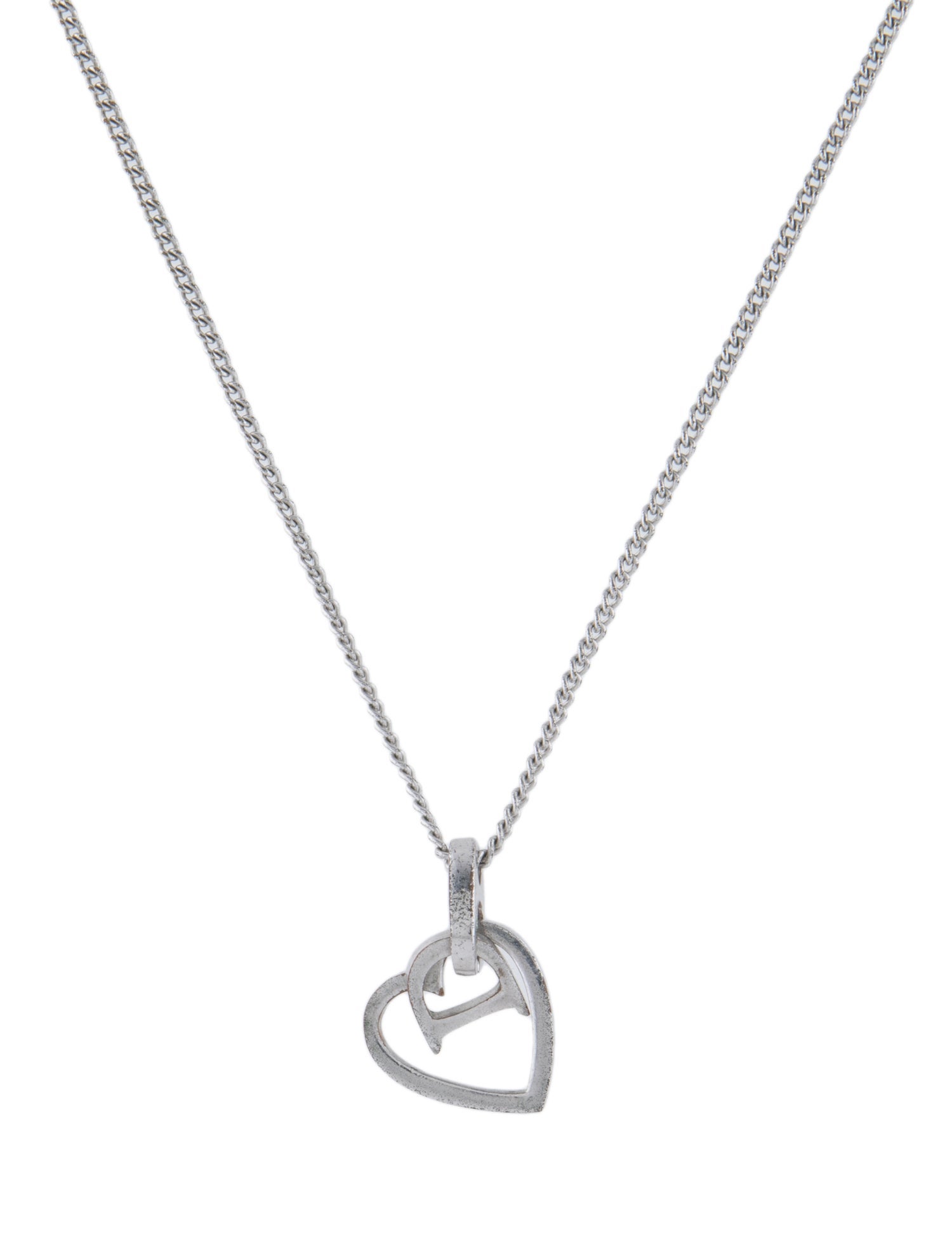 Christian Dior Vintage D Heart Pendant Necklace