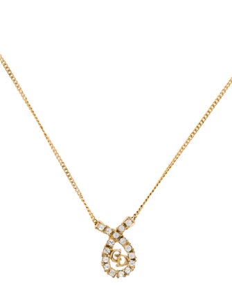 Christian Dior Vintage Crystal CD Pendant Necklace