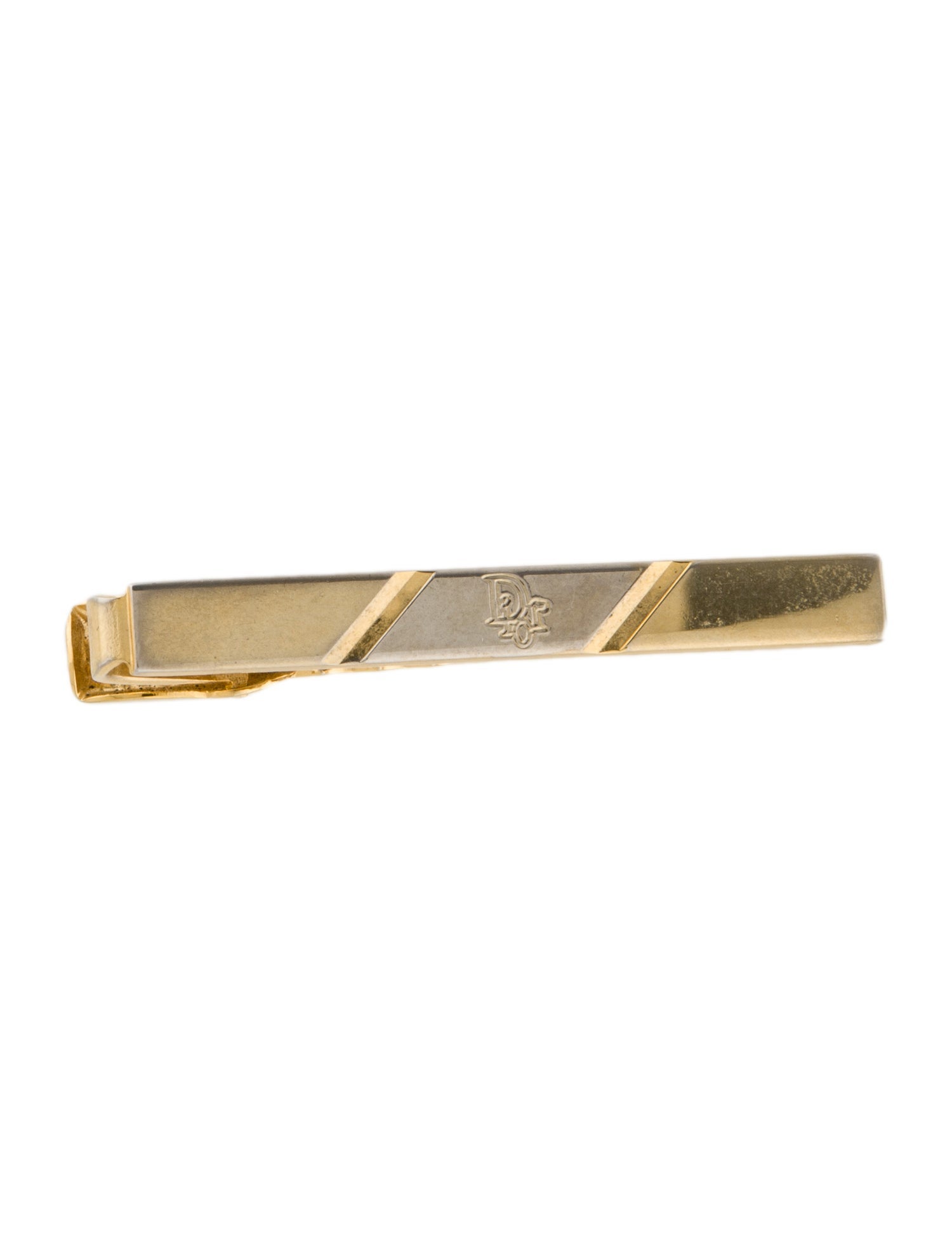 Christian Dior Vintage Two-Tone Logo Tie Clip