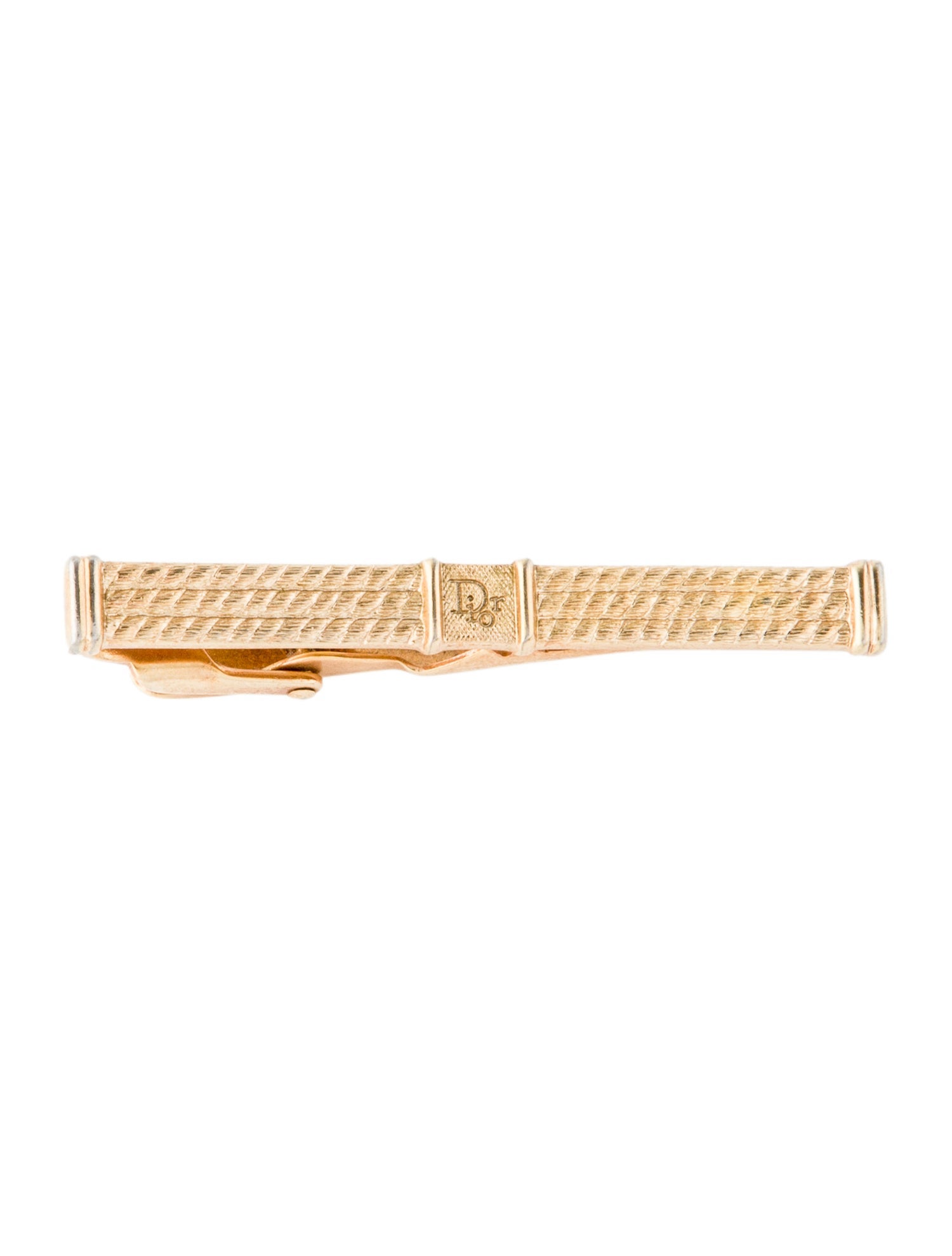 Christian Dior Vintage Textured Logo Tie Clip