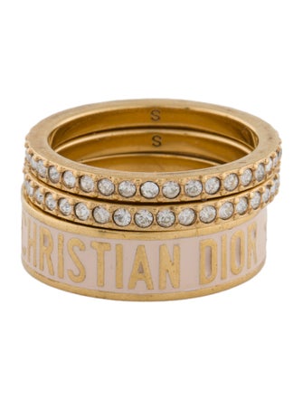 Christian Dior Crystal & Enamel Code Ring Set