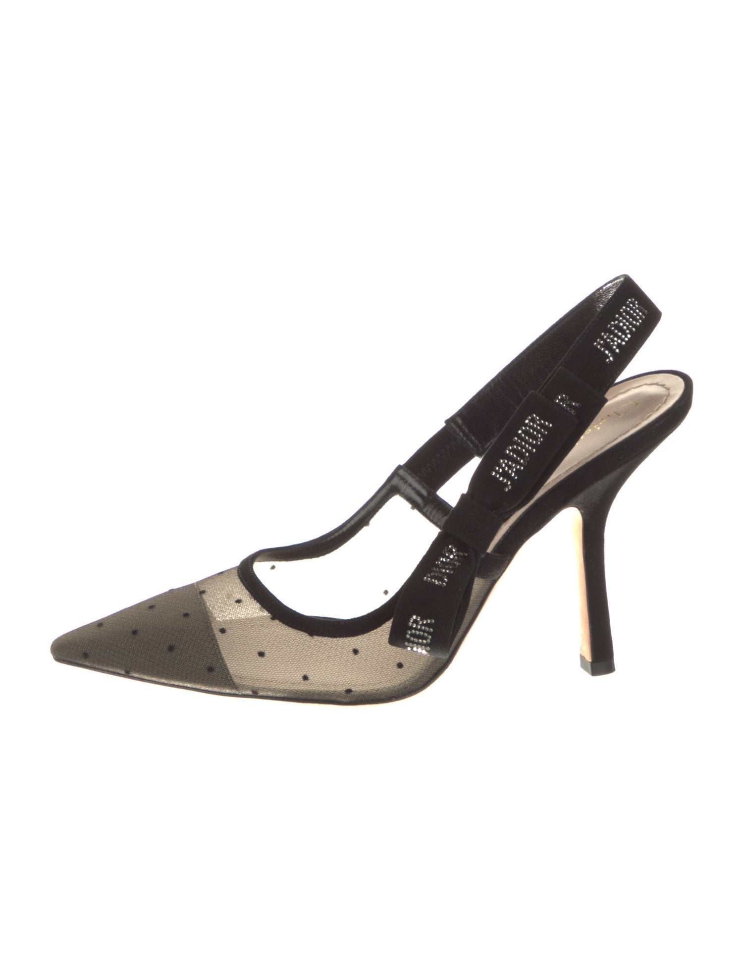 Christian Dior Mesh Bow Accents Slingback Pumps