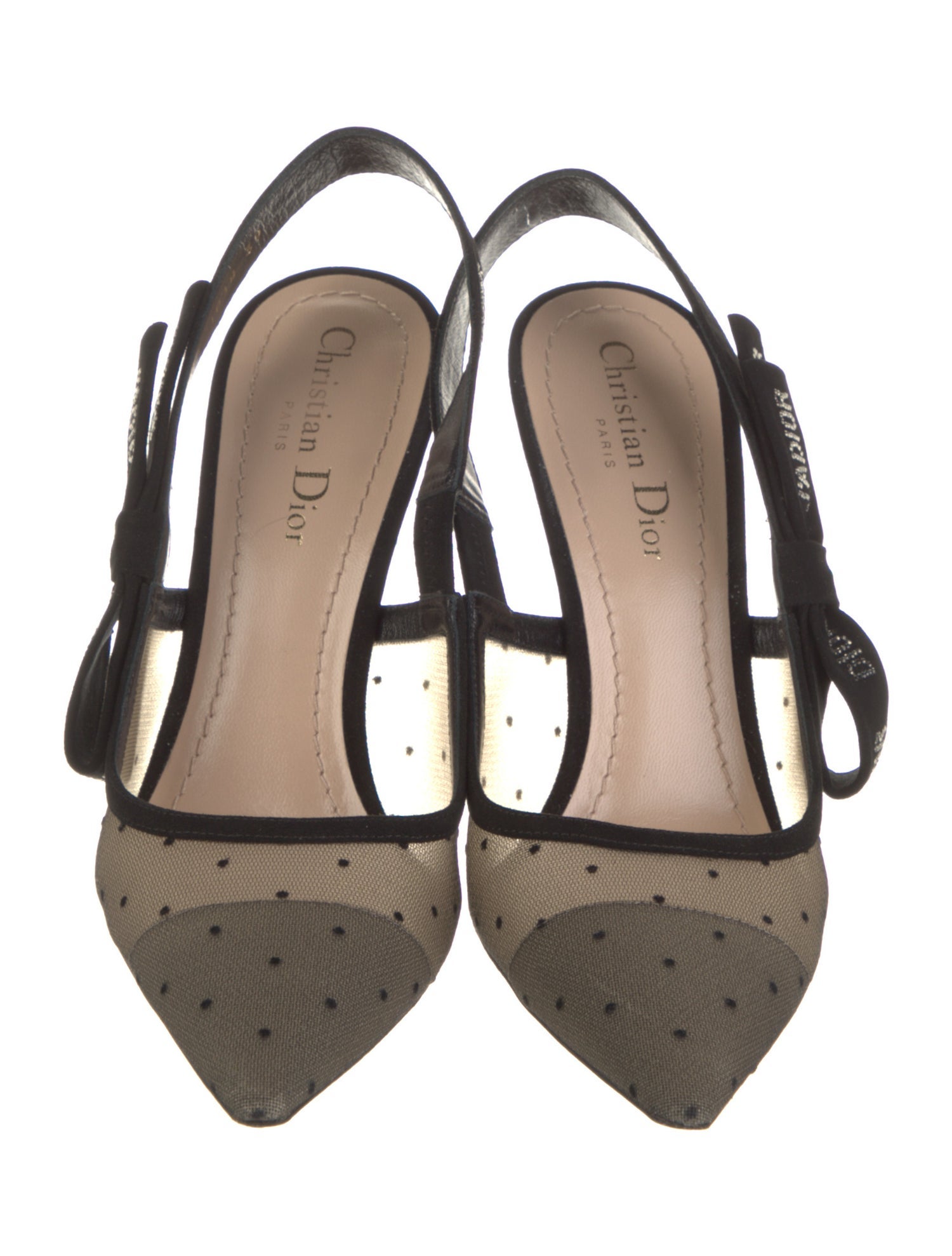 Christian Dior Mesh Bow Accents Slingback Pumps