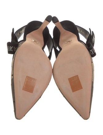 Christian Dior Mesh Bow Accents Slingback Pumps