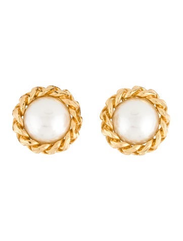Christian Dior Clip-On Vintage Faux Pearl Earrings