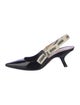 Christian Dior Patent Leather Bow Accents Slingback Pumps