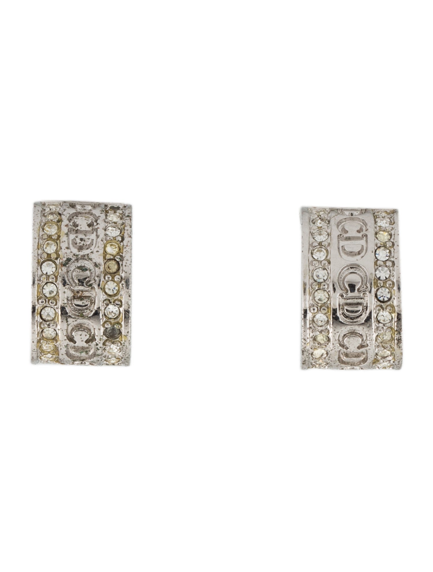 Christian Dior Crystal CD Clip-On Earrings