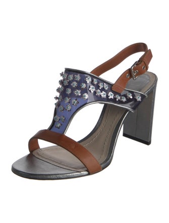 Christian Dior Leather Colorblock Pattern Slingback Sandals