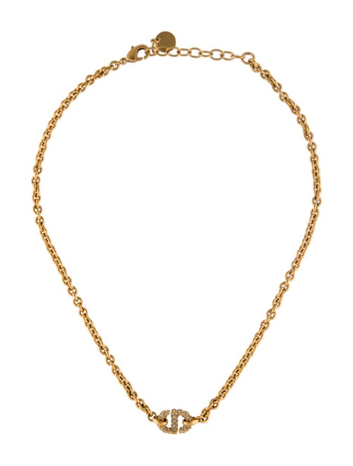 Christian Dior Crystal CD Navy Necklace
