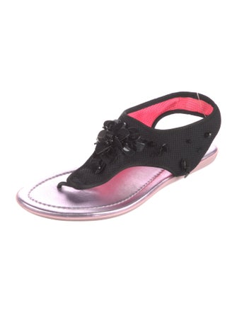 Christian Dior Mesh Sequin Embellishments T-Strap Sandals