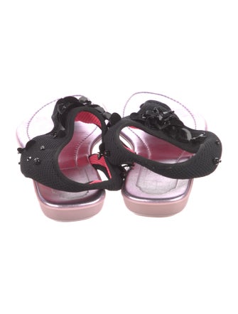Christian Dior Mesh Sequin Embellishments T-Strap Sandals