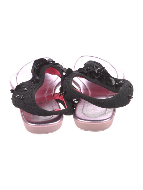 Christian Dior Mesh Sequin Embellishments T-Strap Sandals