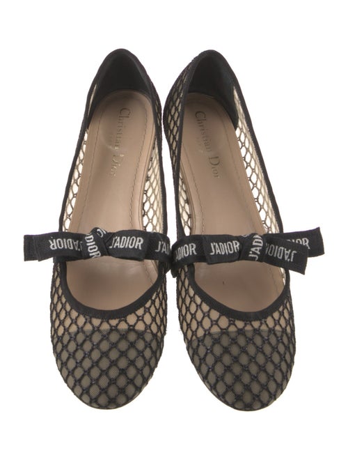Christian Dior Mesh Bow Accents Mary Jane Flats