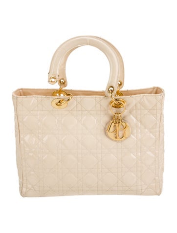 Christian Dior Handle Bags Patent Leather Lady Large Vintage