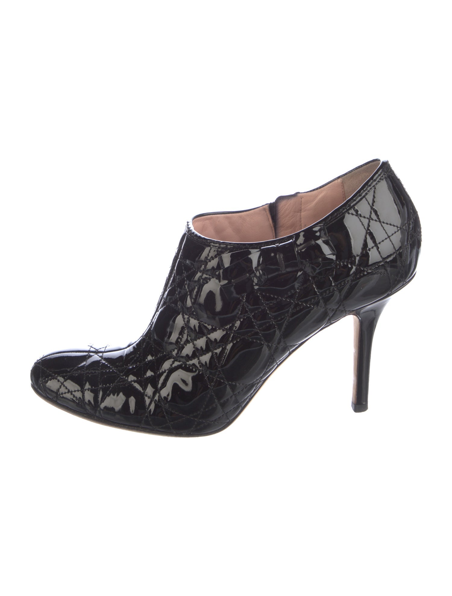 Christian Dior Cannage Pattern Patent Leather Lace-Up Boots