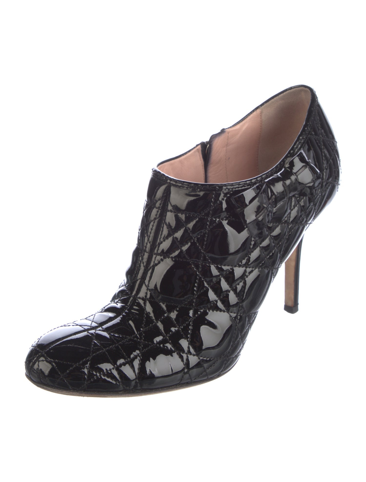 Christian Dior Cannage Pattern Patent Leather Lace-Up Boots