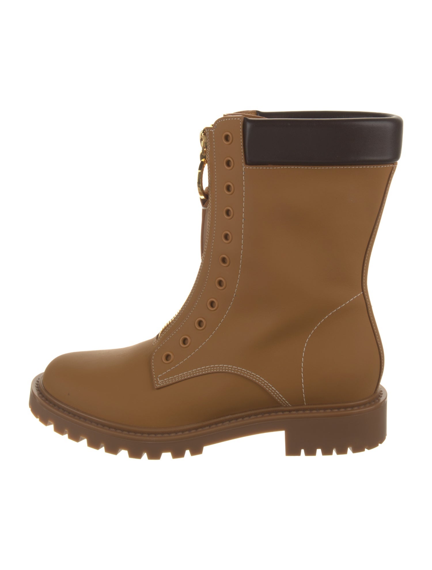 Christian Dior Leather Trim Embellishment Combat Boots