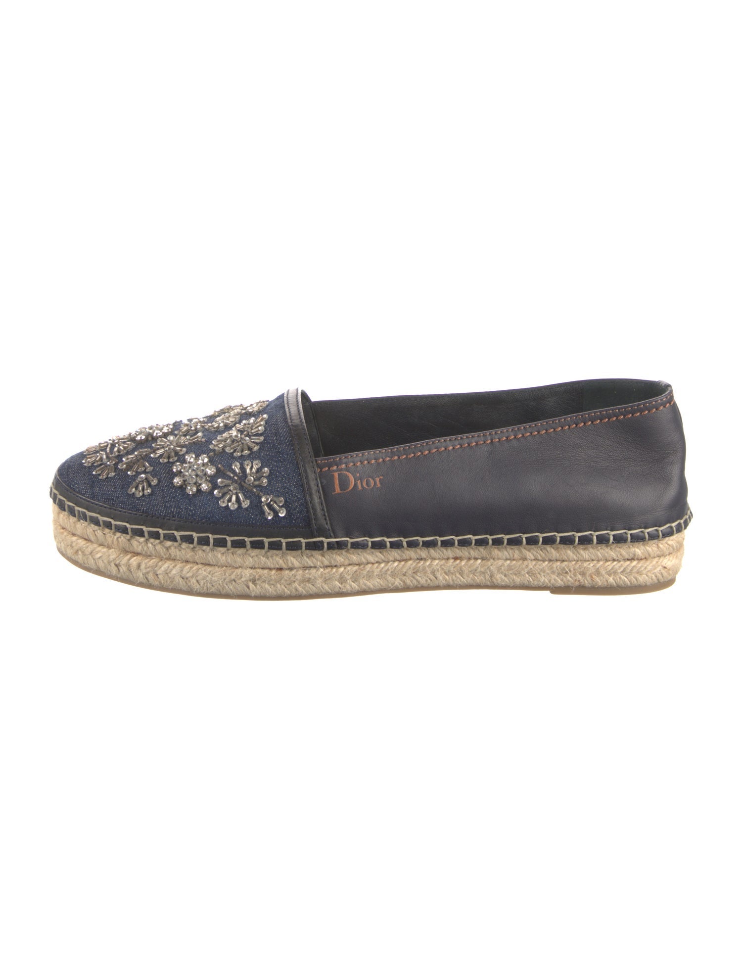 Christian Dior Denim Crystal Embellishments Espadrilles