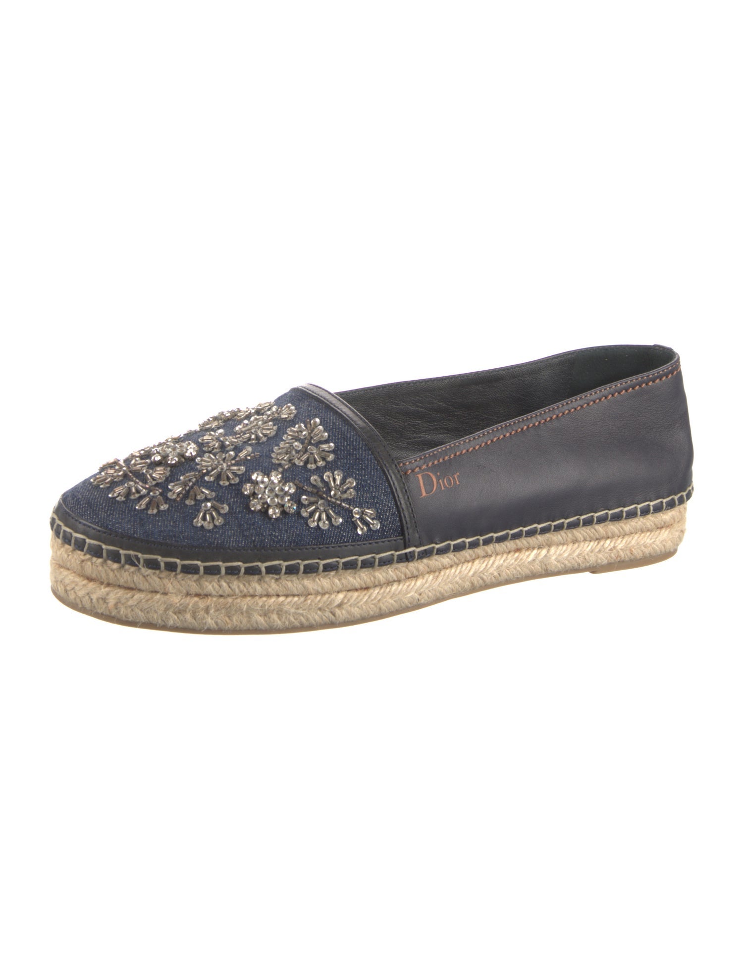 Christian Dior Denim Crystal Embellishments Espadrilles