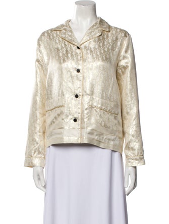 Christian Dior Silk Long Sleeve Button-Up Top