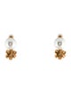 Christian Dior Faux Pearl Tribale Flower Drop Earrings
