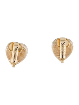 Christian Dior Vintage Crystal Heart Clip-On Earrings