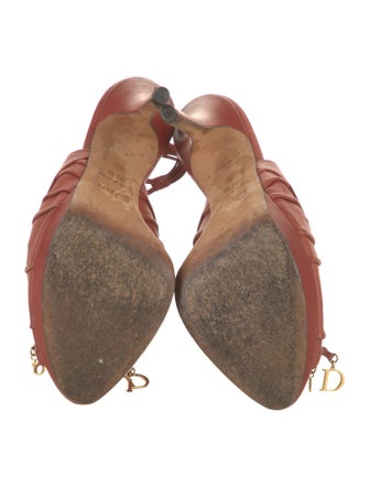 Christian Dior Leather Bow Accents Slingback Sandals