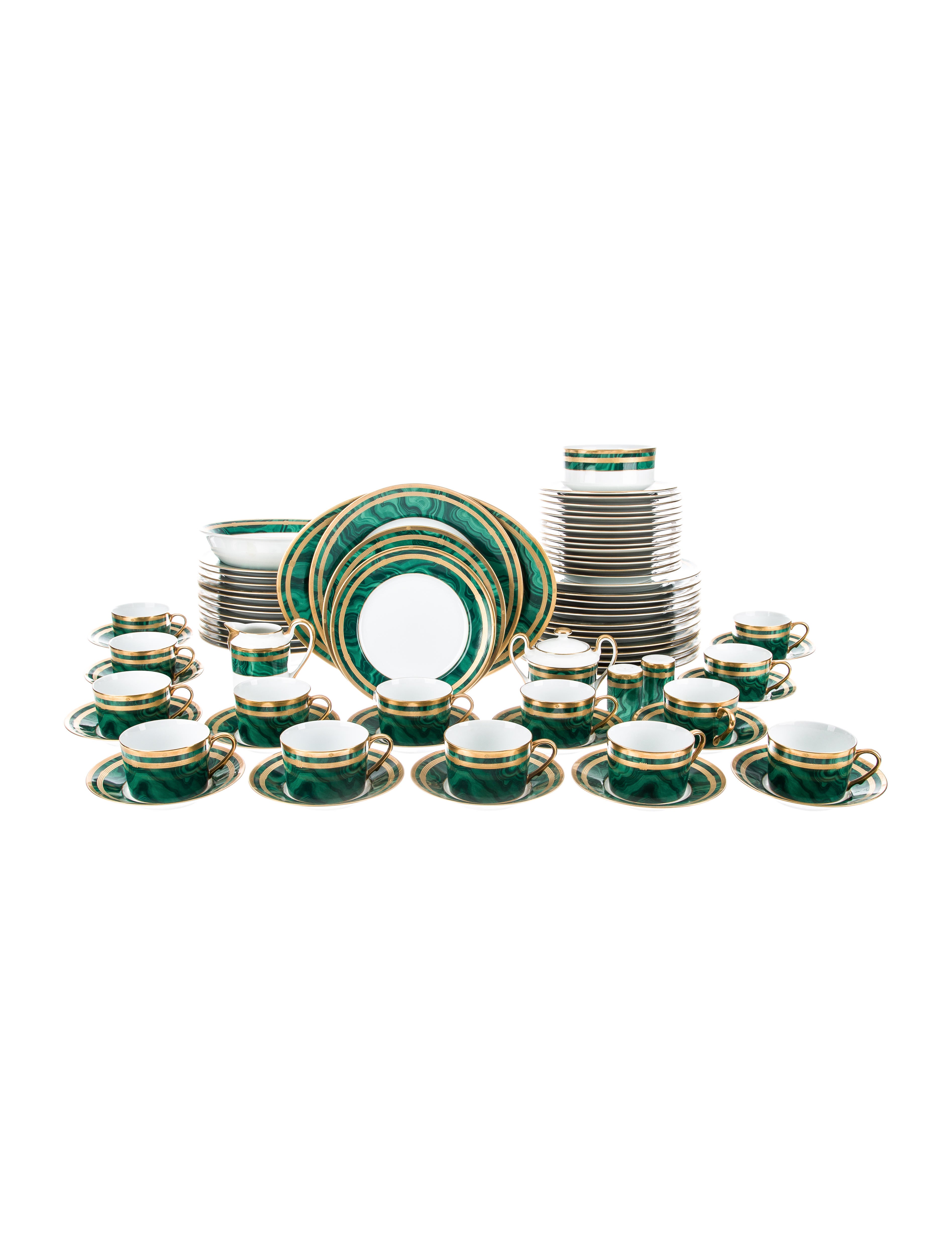 Christian Dior 77-Piece Gaudron Malachite Table Service - Gold